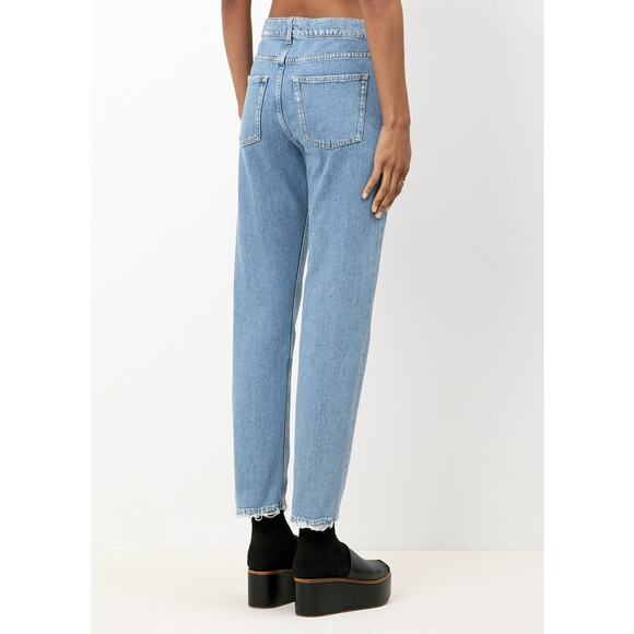 ACNE STUDIOS Boy Indigo Fray Jean Womens 26 Light Wash Distressed Tapered Slim - Picture 2 of 16